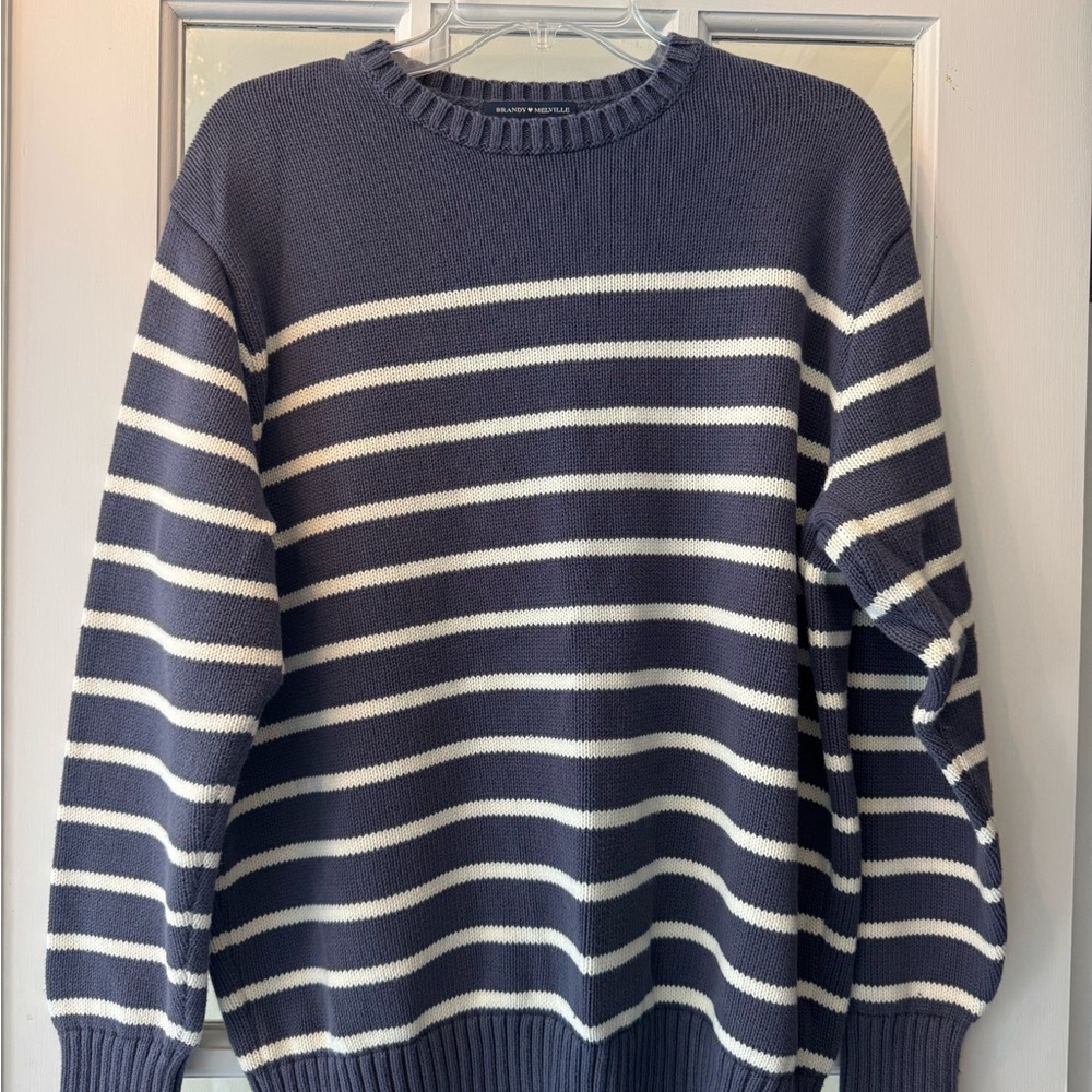 Brandy Melville Nautical Blue and White Striped Crewneck